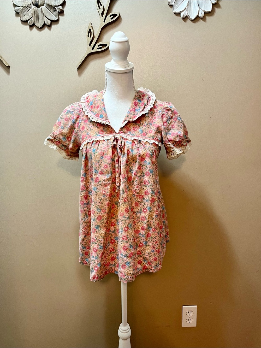 Vintage Land n Sea Ditsy Floral Cottagecore Prairie Blouse Size 8
